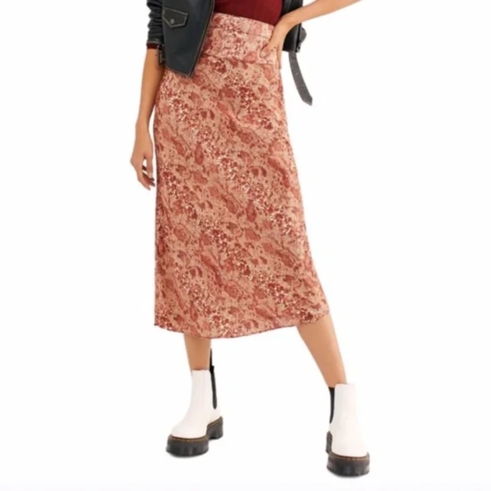 Free People Normani Animal Print Midi Skirt